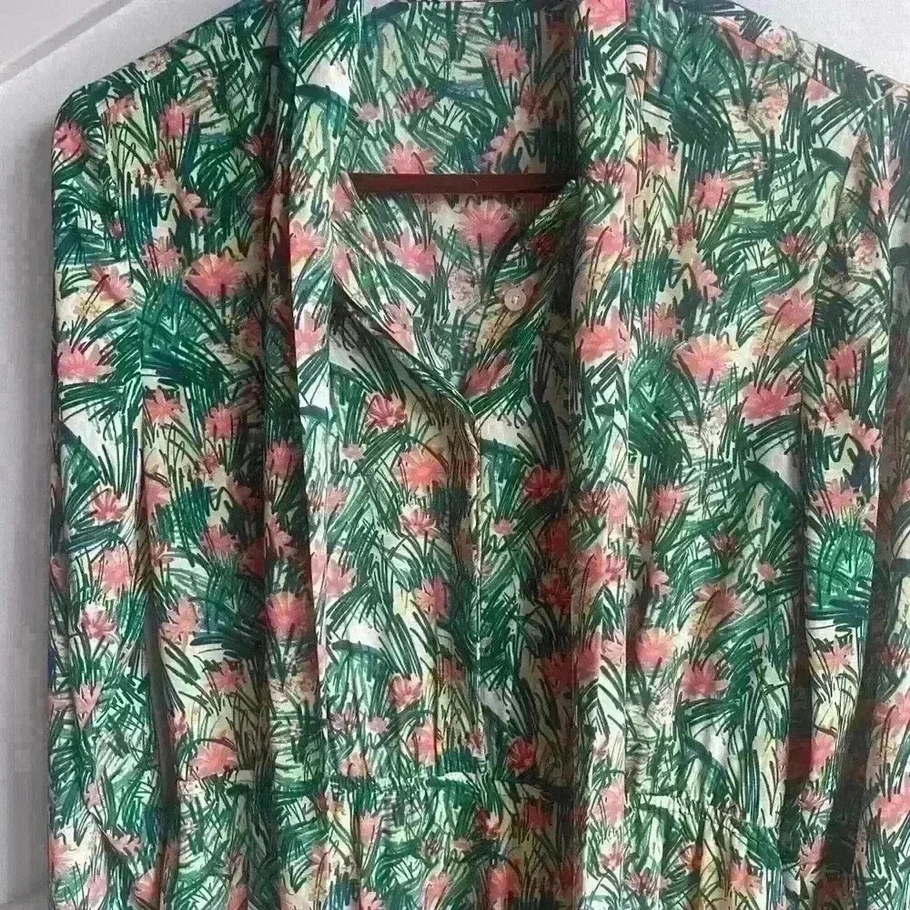 Aritzia Sunday Best Veronica Dress Green Yellow  Long Sleeve Neck Tie Size M - Picture 12 of 14